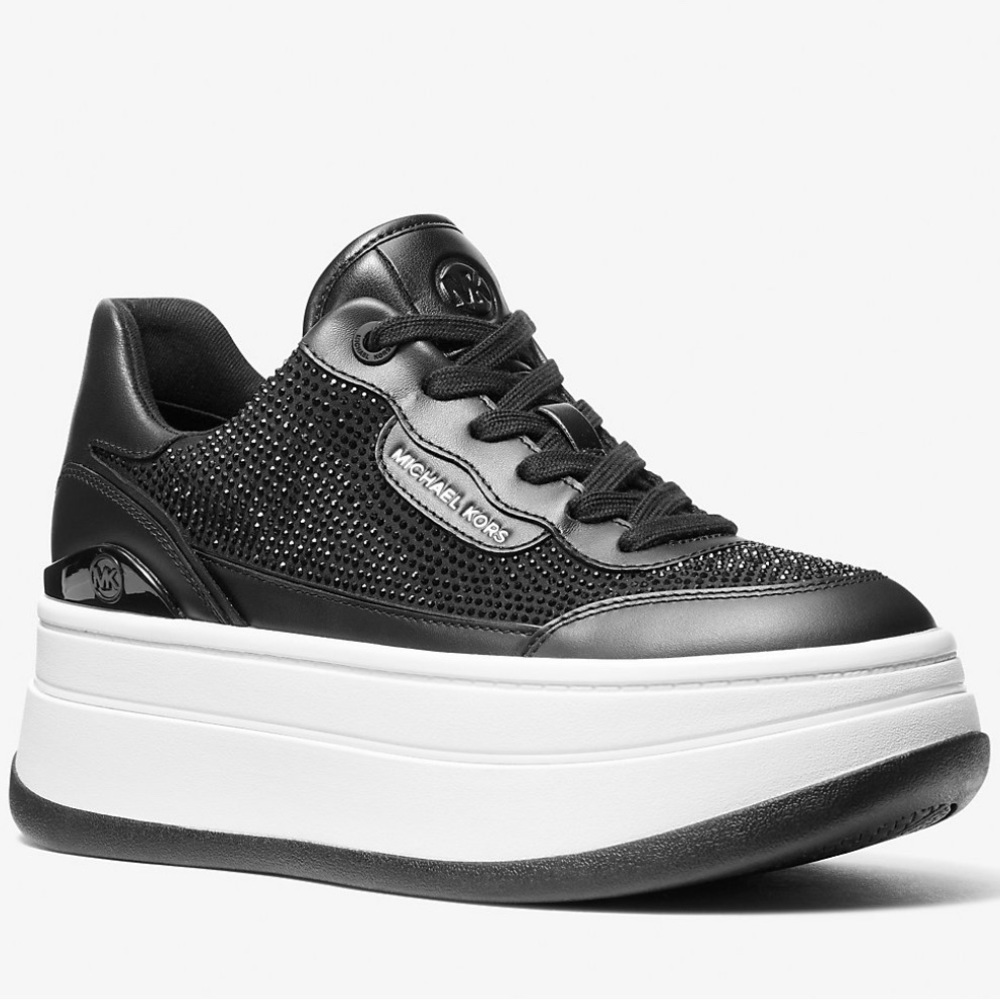 Michael Kors Hayes Embellished Leather Sneaker black